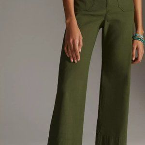MAEVE BY ANTHROPOLOGIE Cropped Wide-Leg Trousers Women's Size 33 Tall, Holly